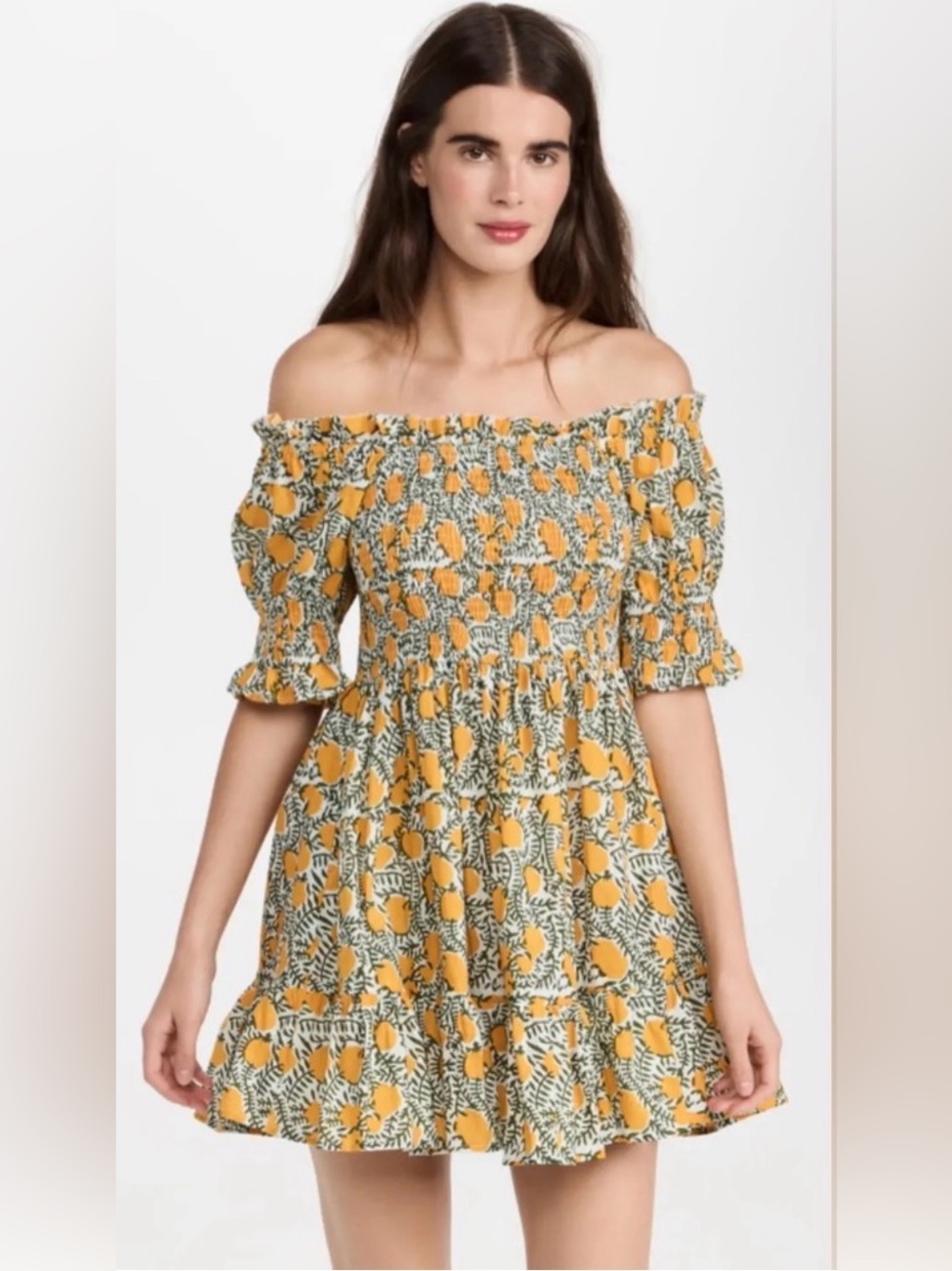 Mille Resort Kiki Lemon Print Mini Dress XS Cottagecore European Summer - Picture 1 of 8